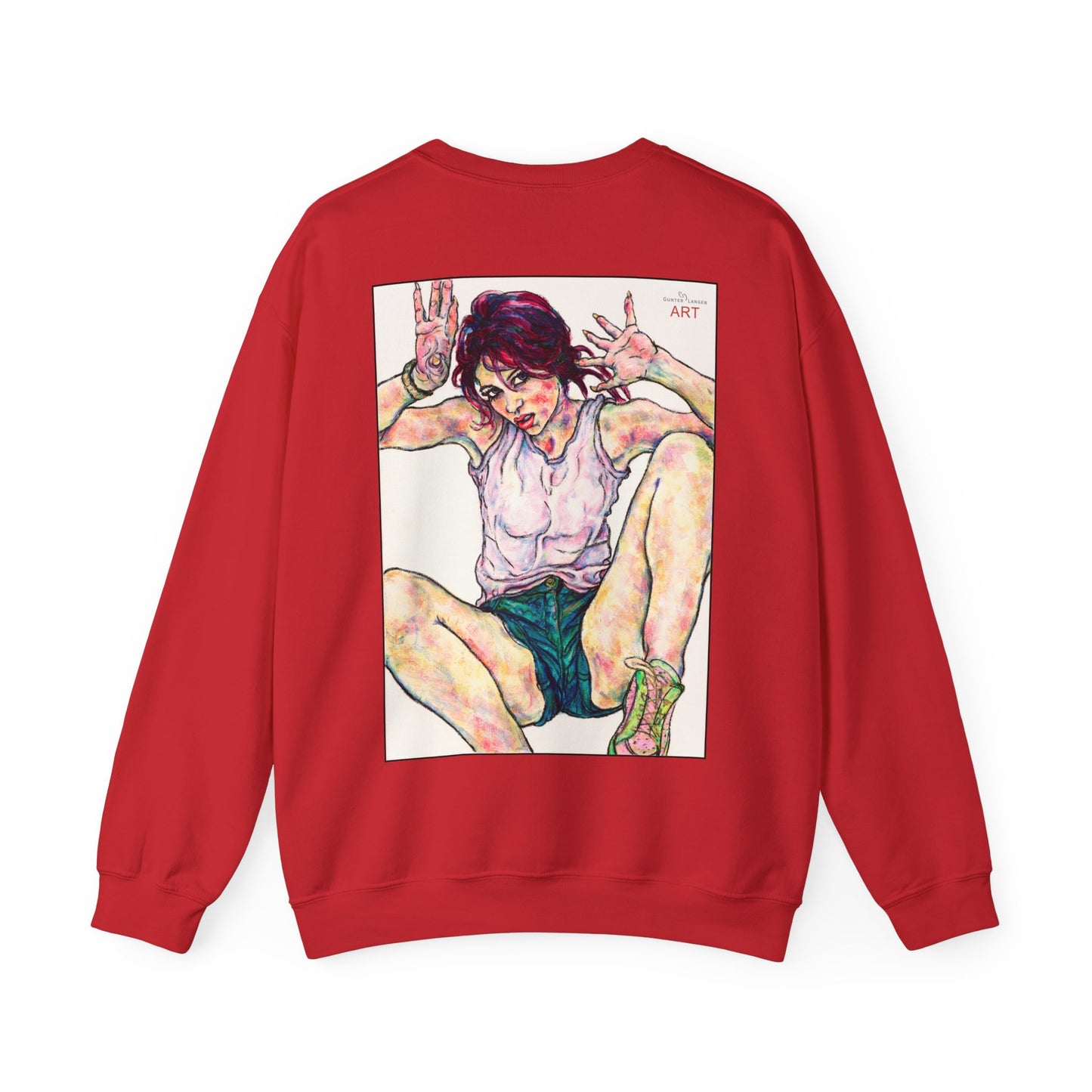 Unisex Heavy Blend™ Crewneck Sweatshirt - Motiv: Front Siegesgöttin, H12 cm (klein) & Rückseite Siegesgöttin, H43 cm