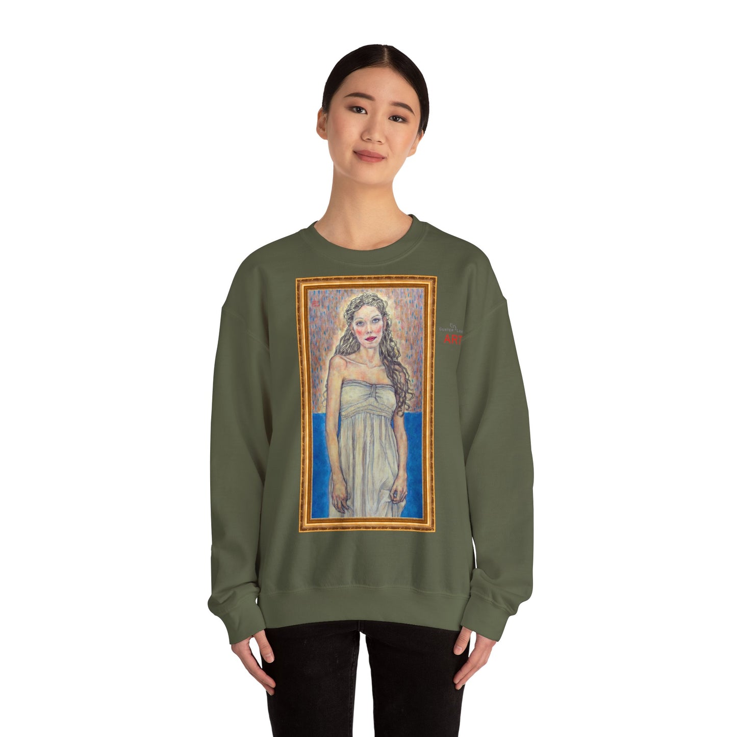 Unisex Heavy Blend™ Crewneck Sweatshirt - Motiv:  Front Marie (halb, gerahmt) & Rückseite Marie (gerahmt)