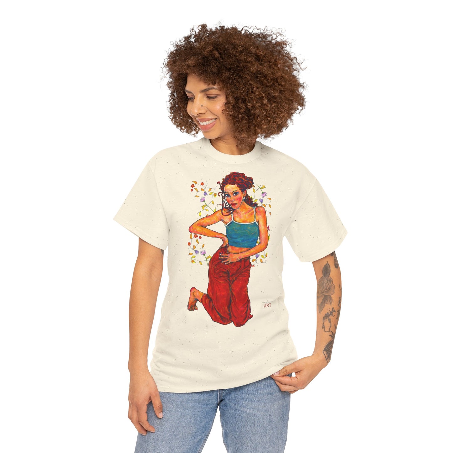 Unisex Heavy Cotton Tee - Motiv: Motiv Lea, Ranken, 49cm, Neck Label