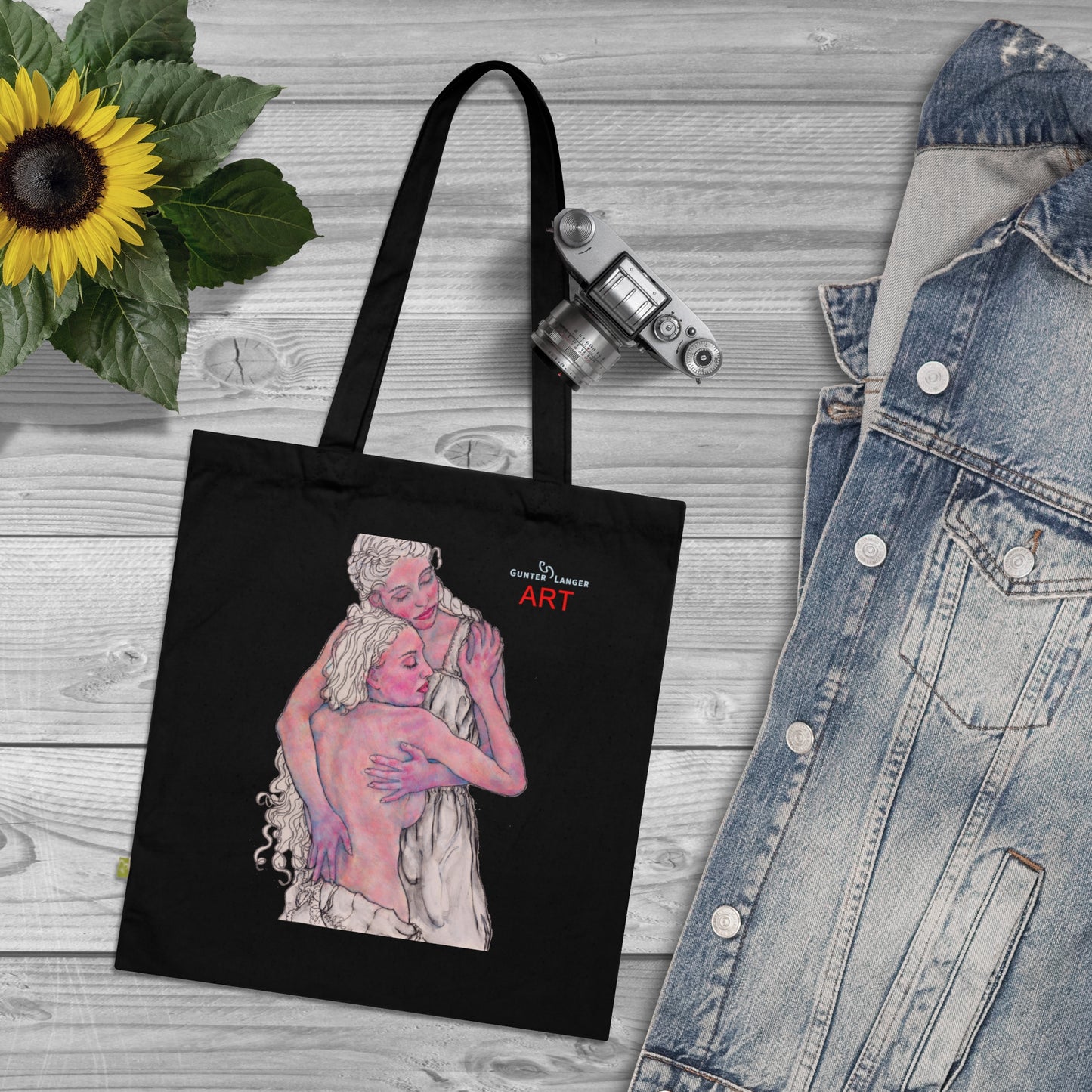 Organic Cotton Tote Bag - Motiv: Zuflucht & Hanna (violett), zweiseitig bedruckt