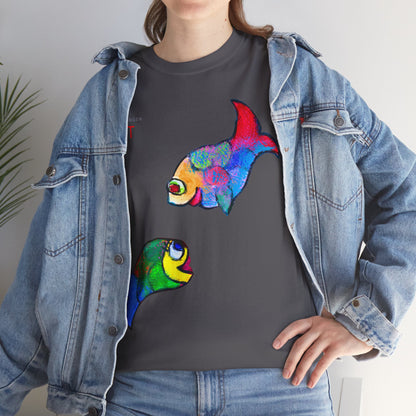 Unisex Heavy Cotton Tee - Motiv: Front Zwei Fische zueinander