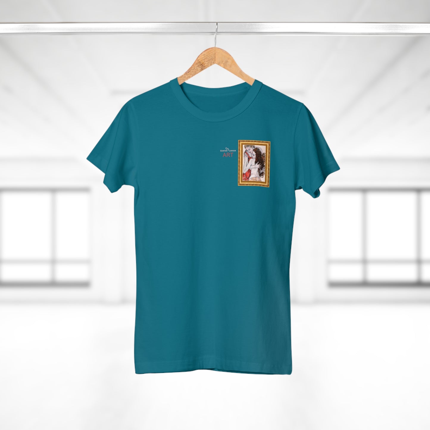 Single Jersey Women's T-shirt - dunkel - Motiv: Bei dir, H 11 cm