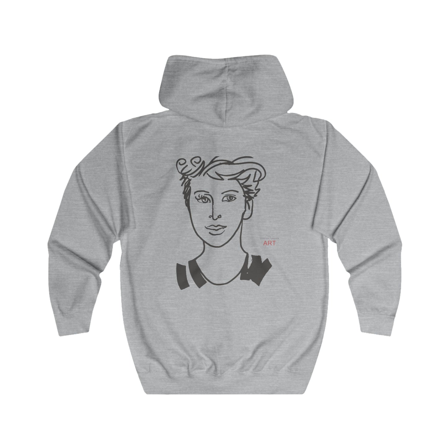 Unisex Full Zip Hoodie - Motiv: Front Lars (Ausschnitt) & Rückseite Lars (grau)