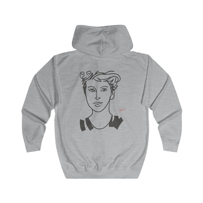 Unisex Full Zip Hoodie - Motiv: Front Lars (Ausschnitt) & Rückseite Lars (grau)