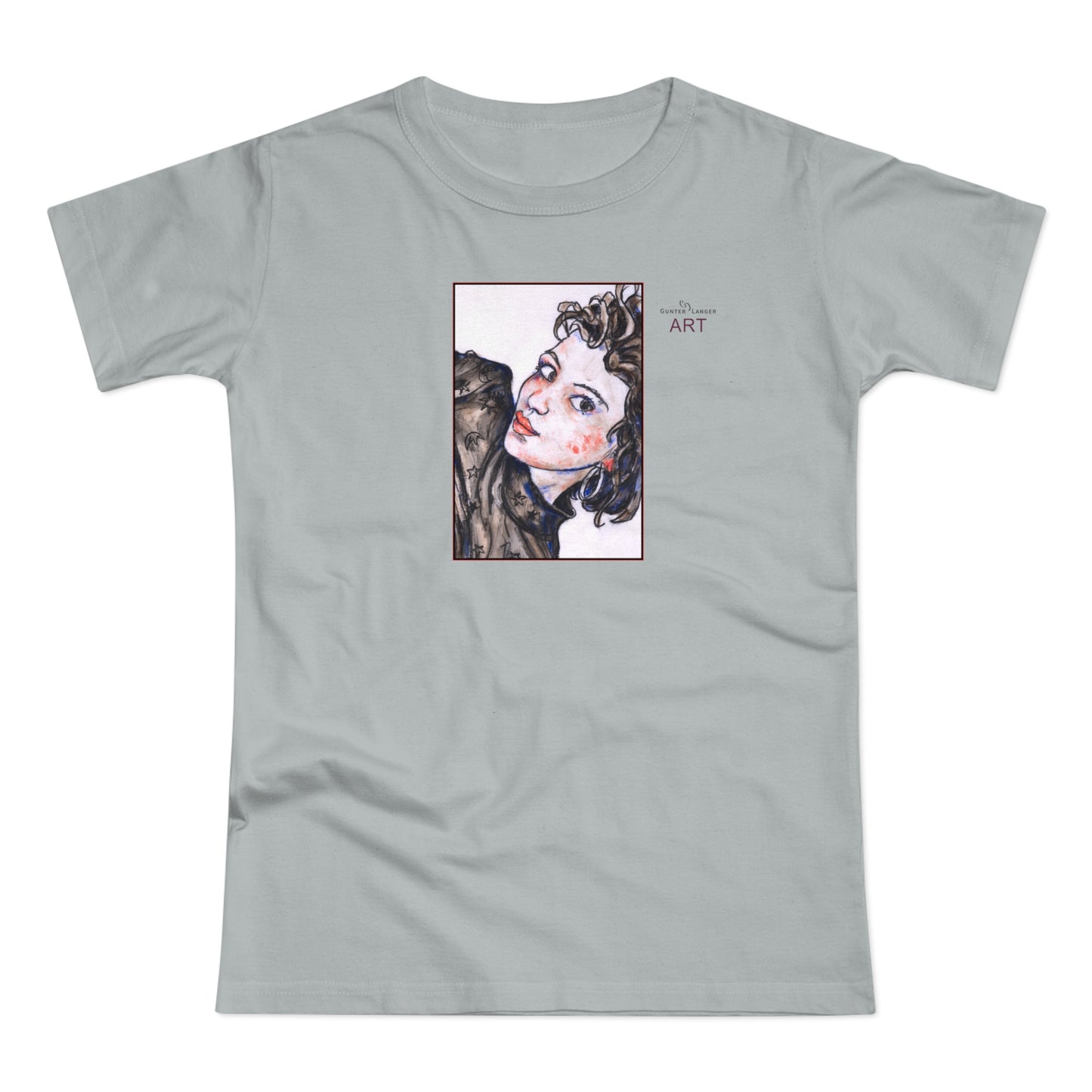 Single Jersey Women's T-shirt - hell - Motiv: Front Annette, H 20 cm & Rückseite Annette, H 35,56 cm