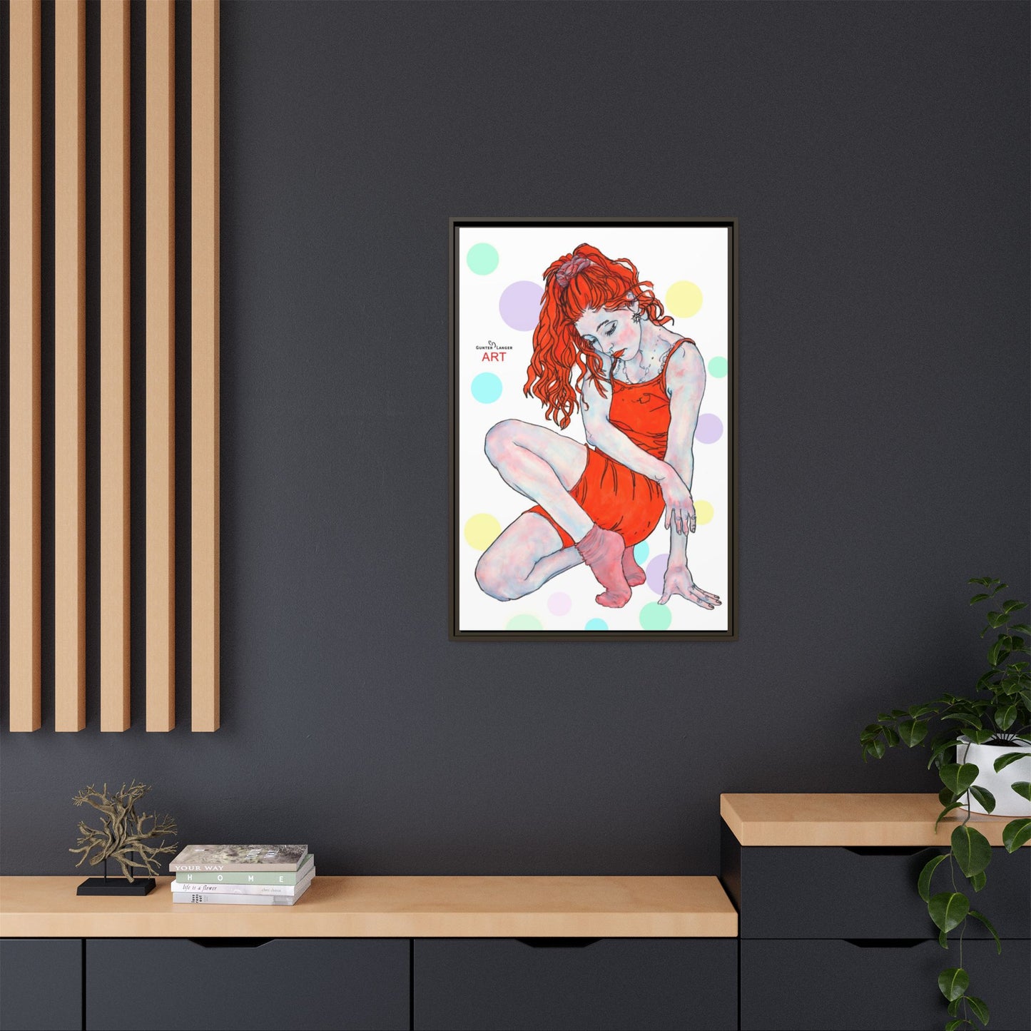 Matte Canvas, Framed (Multi-color) - Motiv:  Julia, Farbkreise, Format groß, H 91,4 bis 152,4 cm