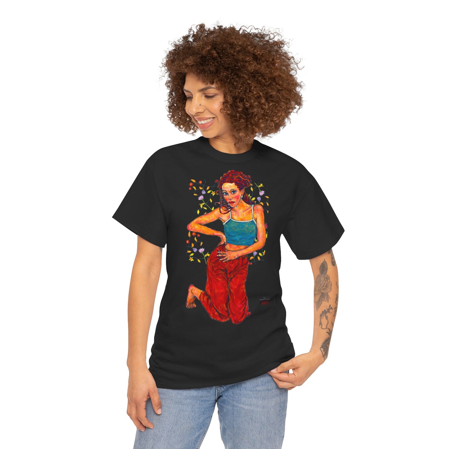 Unisex Heavy Cotton Tee - Motiv: Motiv Lea, Ranken, 49cm, Neck Label
