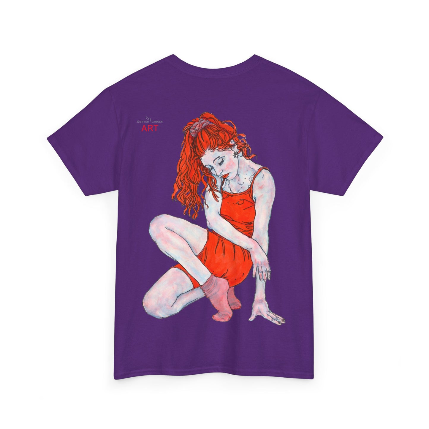 Unisex Heavy Cotton Tee - Motiv:  Front Julia, H25 cm & Rückseite Julia, H 49 cm
