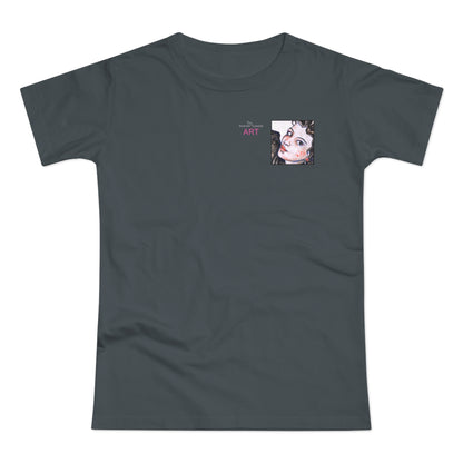 Single Jersey Women's T-shirt- dunkel - Motiv: Annette, Ausschnitt, H 7,5 cm