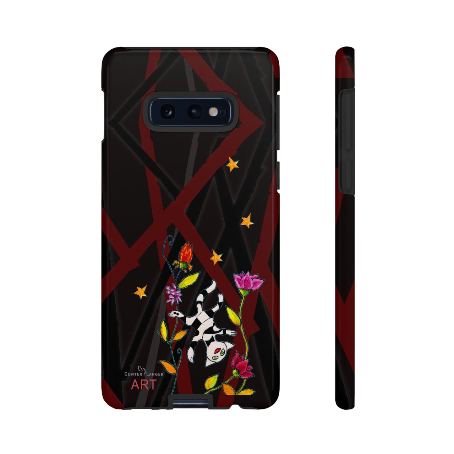 Tough Cases - Google Pixel - Samsung Galaxy - Motiv: Katze schwebt und Ranken, H 7,73 cm, Mikado3