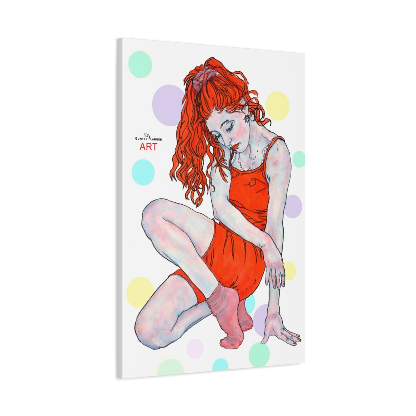 Matte Canvas, Stretched, 1.25" - Motiv: Julia, Farbkreise, Format H 91, 122, 152 cm