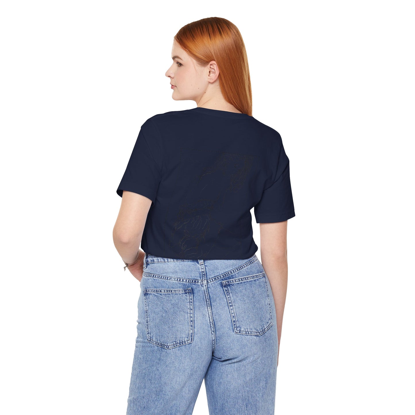Unisex Jersey Short Sleeve Tee - Motiv: Rückseite Giselle, Kasten, H 40 cm