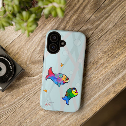 Tough Cases - iPhone - Motiv: "Fische", Mikado blau