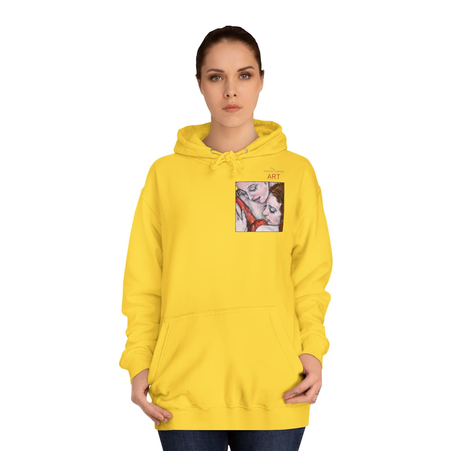 Unisex College Hoodie - Motiv: Front Bei dir & Rückseite Bei dir (gerahmt)