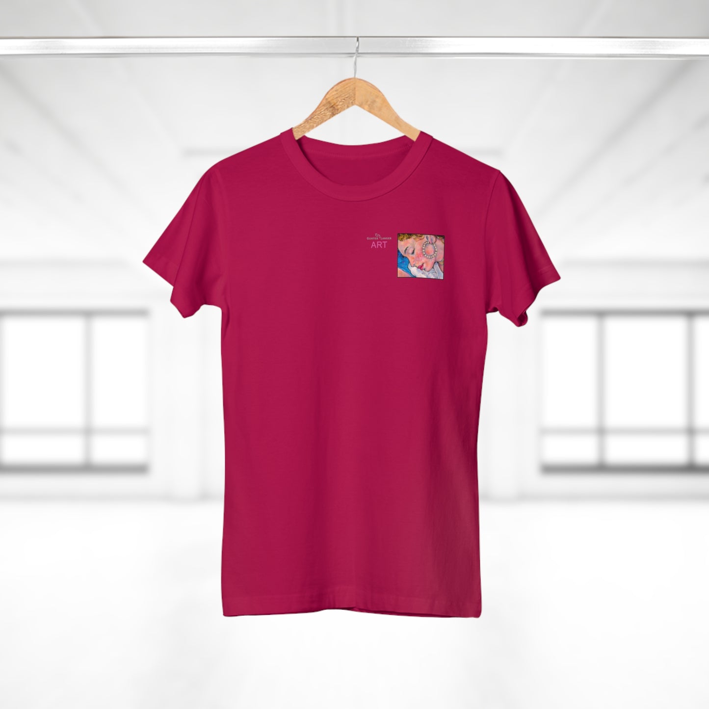 Single Jersey Women's T-shirt- dunkel - Motiv: Alva, Ausschnitt, H 6,5 cm
