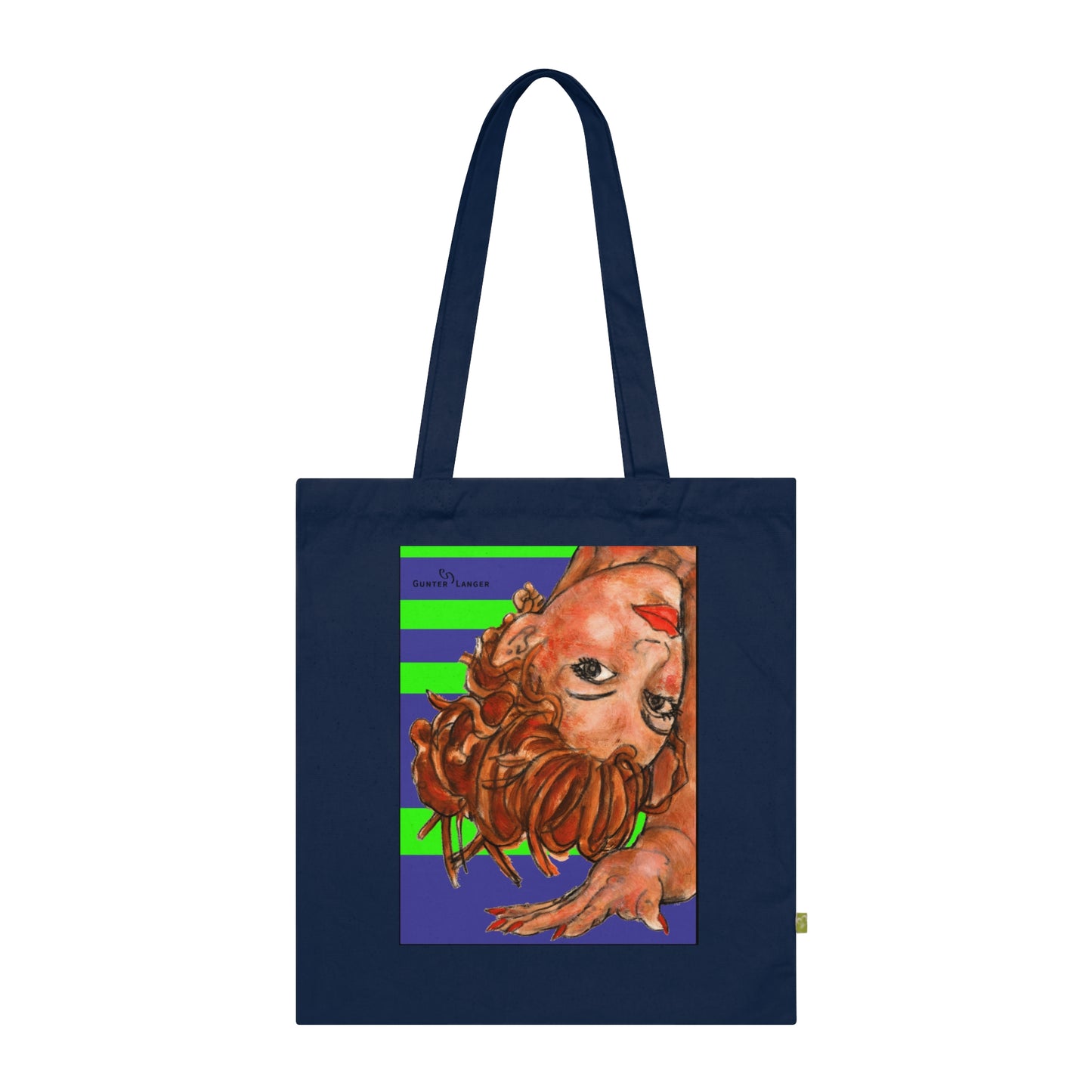 Organic Cotton Tote Bag - Mutter und Tochter - Motiv: Nähe (gerahmt) & Sylvia, zweiseitig bedruckt, H 30 cm