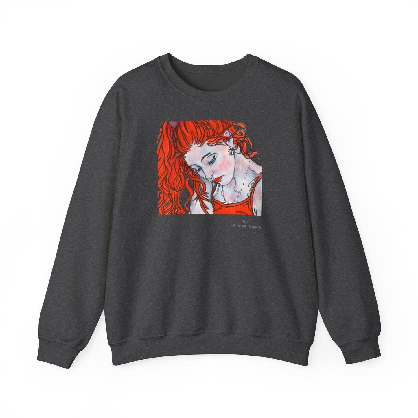 Unisex Heavy Blend™ Crewneck Sweatshirt - Motiv: Front Julia (Ausschnitt, 21,5 cm) & Rückseite Julia, H 43 cm