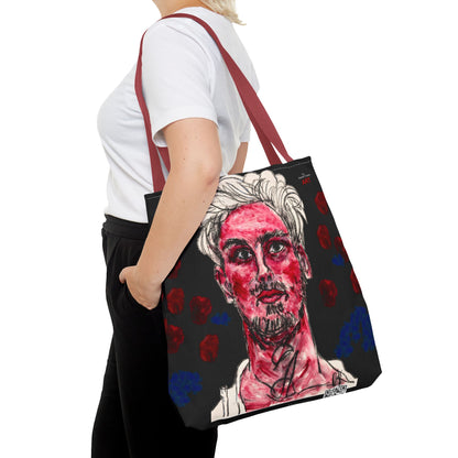 Tote Bag (AOP) - Motiv: Florian rote und blaue Punkte auf schwarz