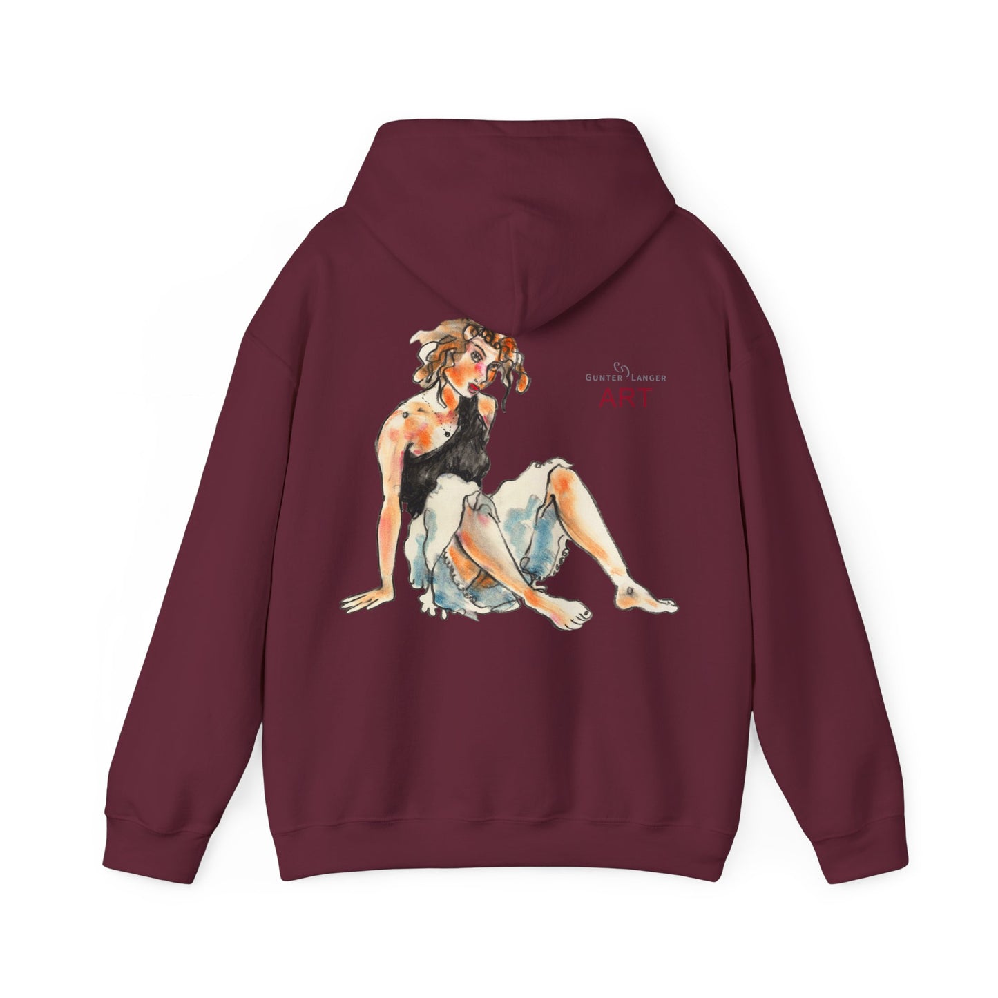 Unisex Heavy Blend™ Hooded Sweatshirt - Motiv Frontseite "Rosa", H 28 cm & Rückseite "Rosa", H 34 cm