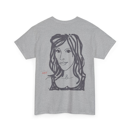 Unisex Heavy Cotton Tee - Motiv:  Front Esther ( grau, klein) & Rückseite Esther (grau), Neck Label