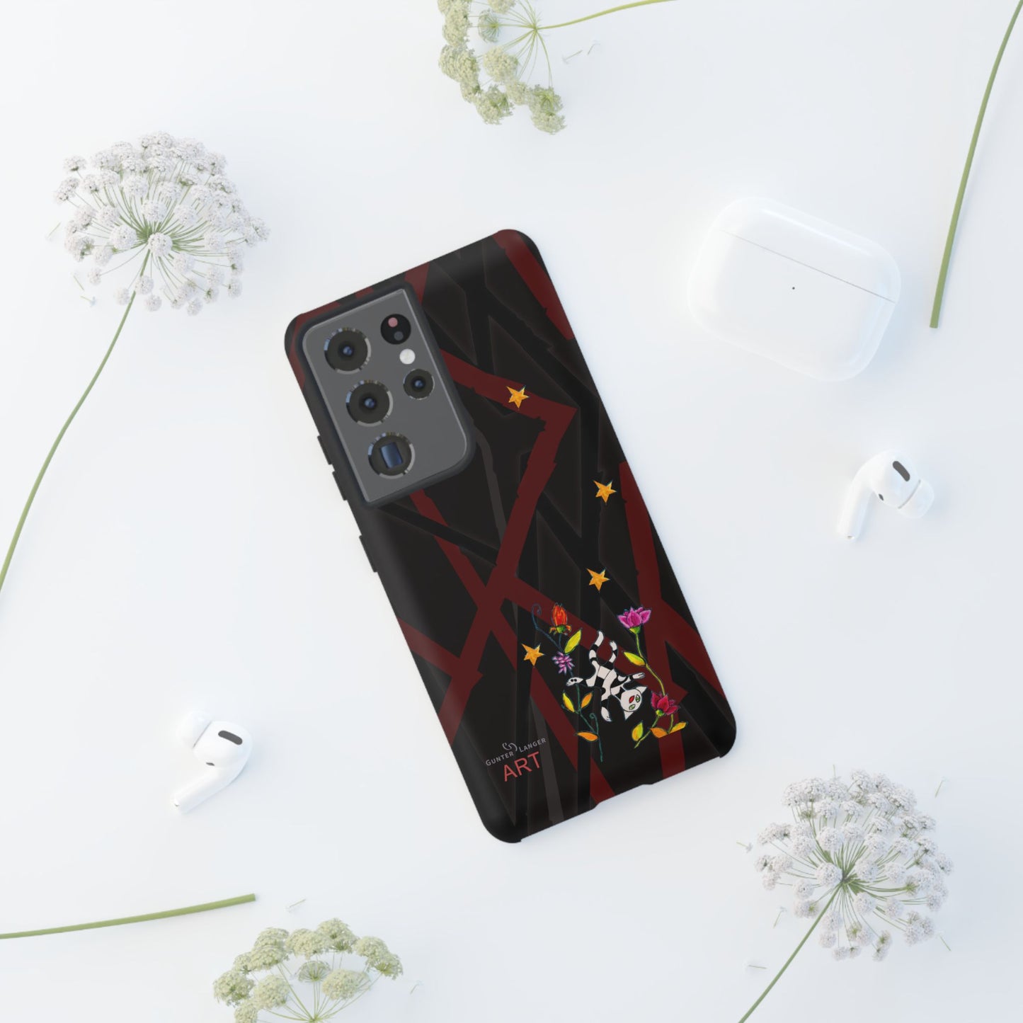 Tough Cases - Google Pixel - Samsung Galaxy - Motiv: Katze schwebt und Ranken, H 5,26 cm, Mikado3