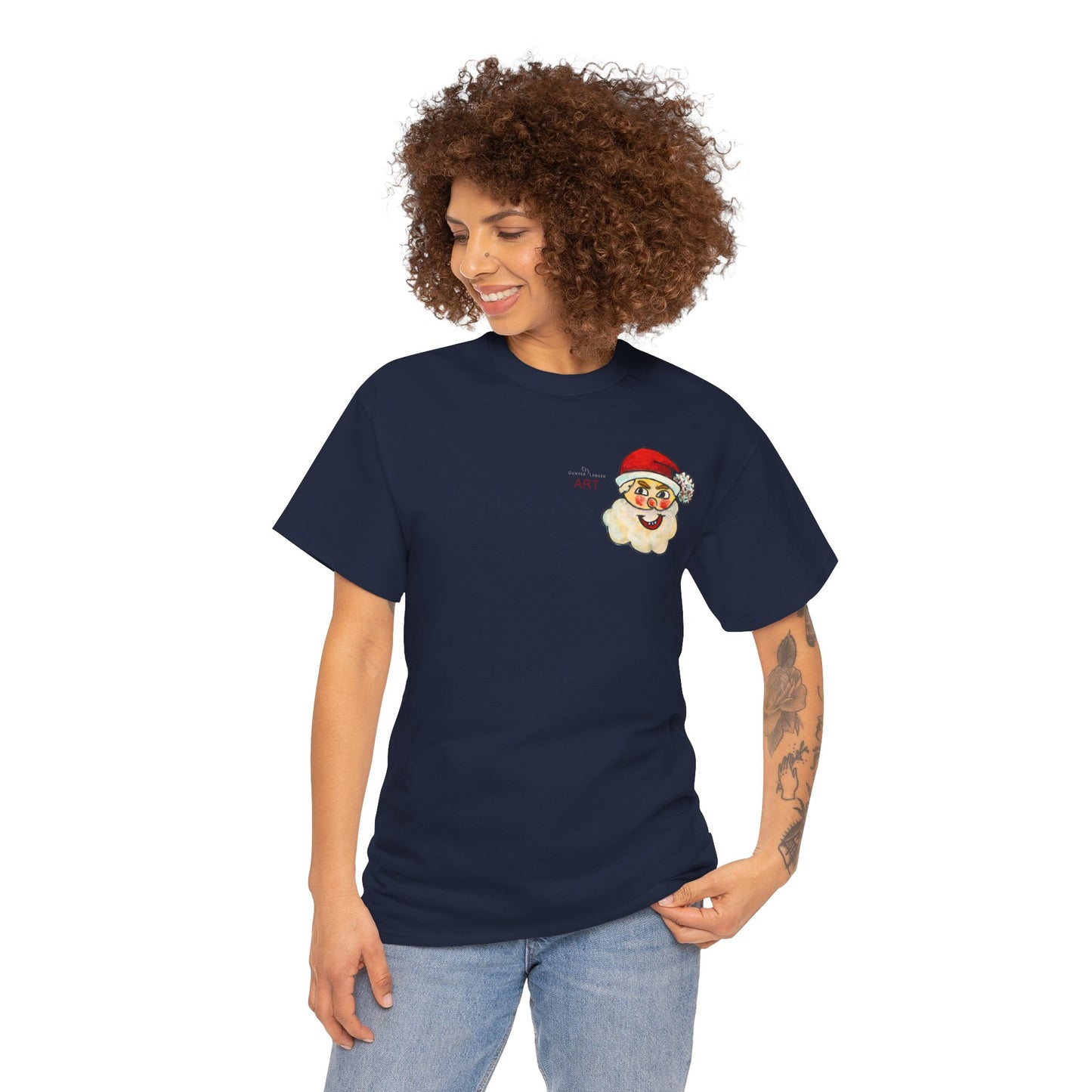 Unisex Heavy Cotton Tee - Motiv: Weihnachtsmann, H 13 cm
