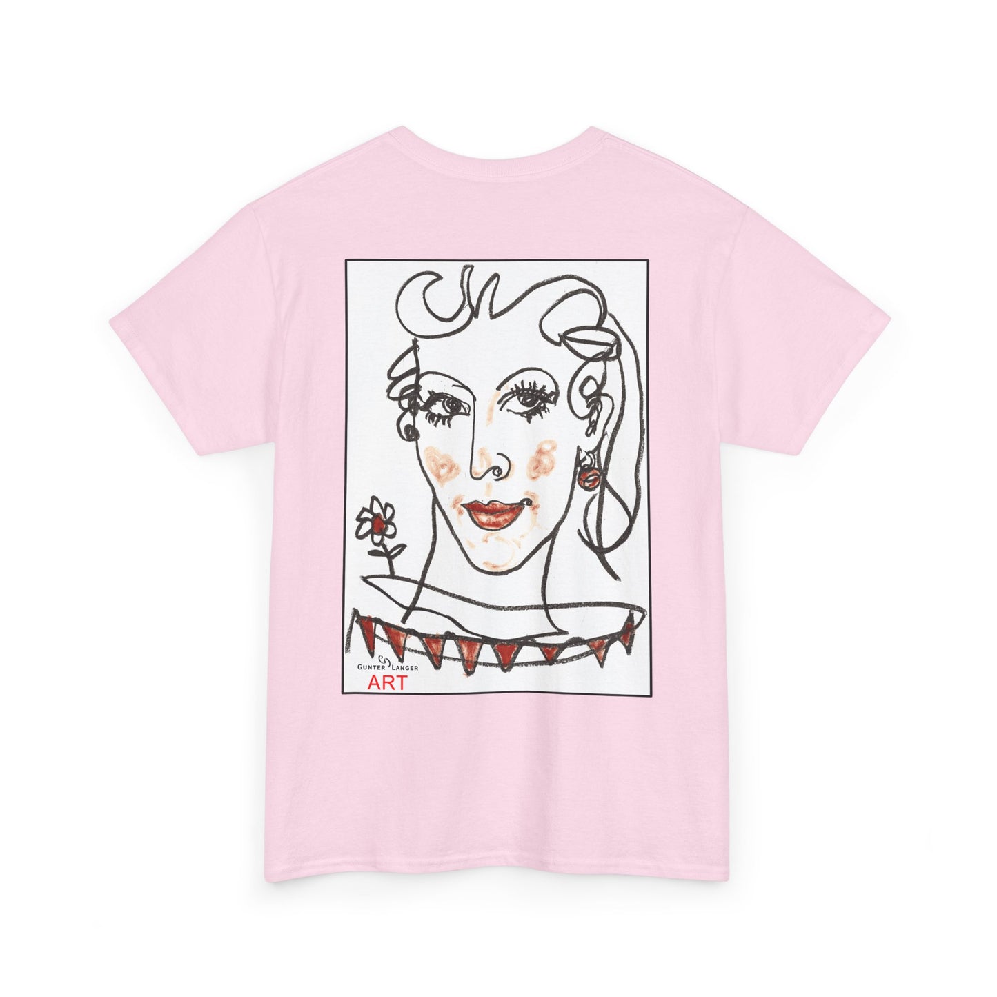 Unisex Heavy Cotton Tee - Motiv: Front Logo & Rückseite Lina, Neck Label