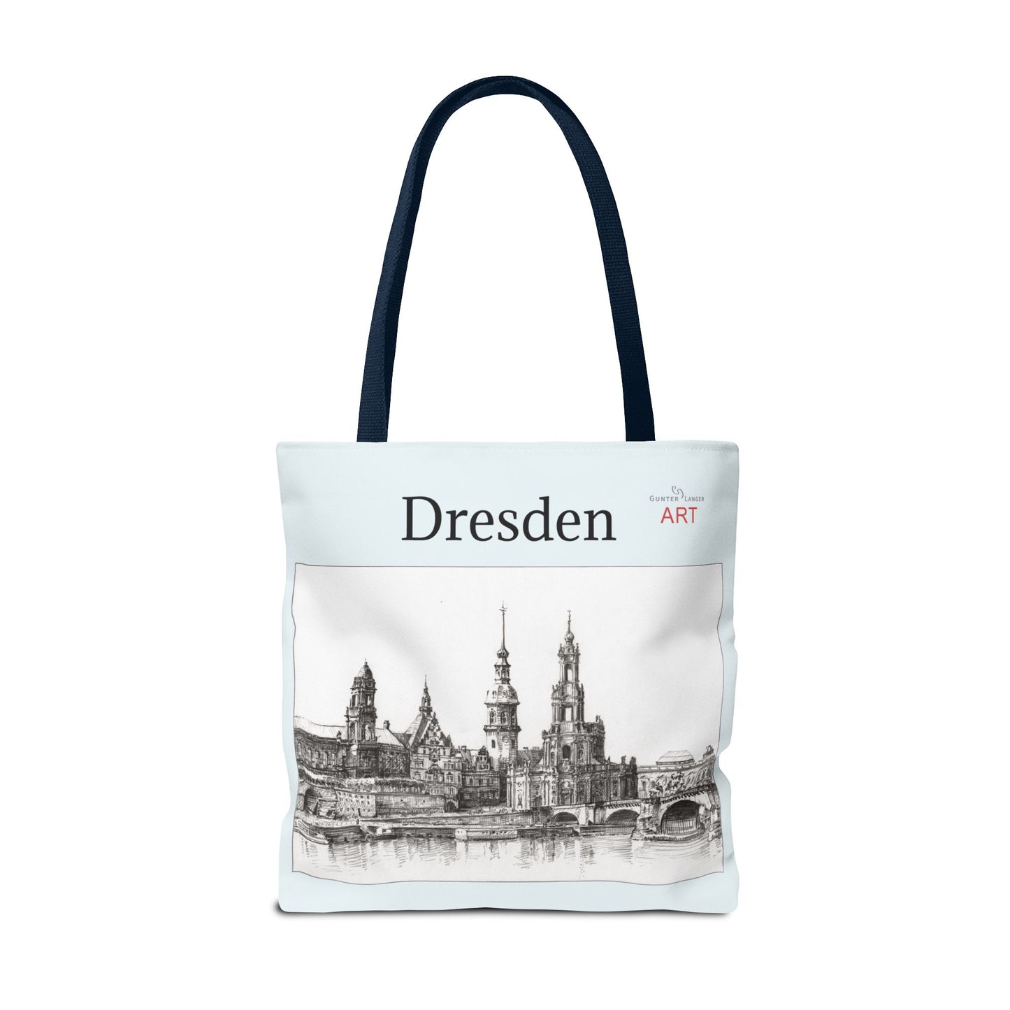 Tote Bag (AOP) - Motiv: Dresden -  Terrassenufer, Hofkirche, Schloß, Bleistift