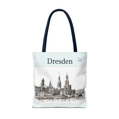 Tote Bag (AOP) - Motiv: Dresden -  Terrassenufer, Hofkirche, Schloß, Bleistift