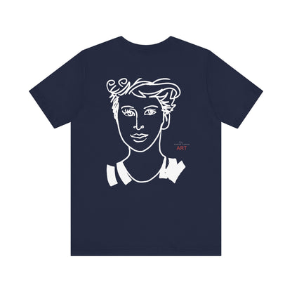 Unisex Jersey Short Sleeve Tee - Motiv: Front H 24,5 cm Lars.  & Rückseite Lars, H 38 cm (weiß)