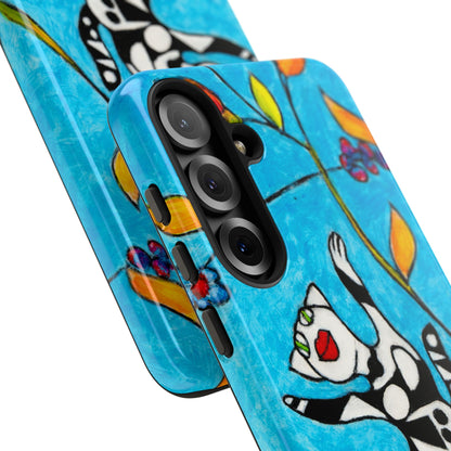 Tough Cases - Google Pixel - Samsung Galaxy - Motiv: Karierte Katze hüpft