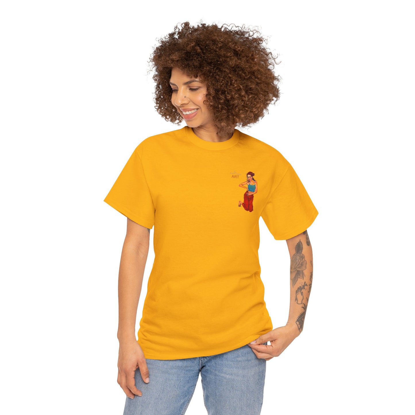 Unisex Heavy Cotton Tee - Motiv: Front, Lea, Ranken, H 13cm & Rückseite, Lea, Ranken, H 40,45 cm, Neck Label