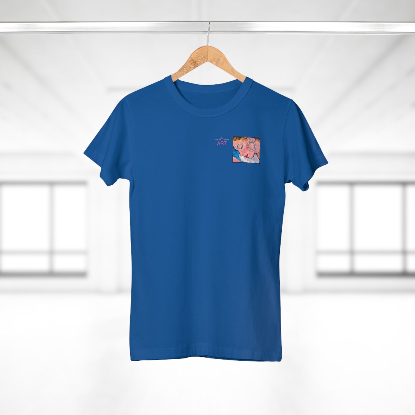 Single Jersey Women's T-shirt- dunkel - Motiv: Alva, Ausschnitt, H 6,5 cm