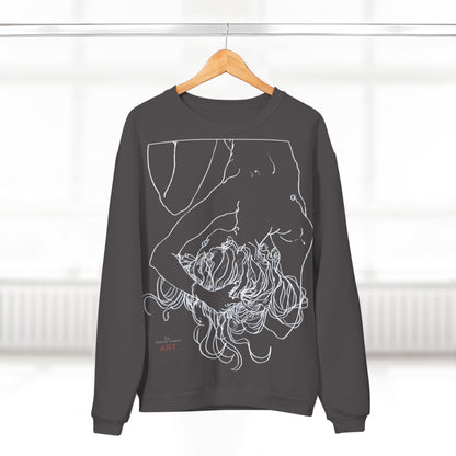 Unisex Crew Neck Sweatshirt (EU) - Motiv: Front Alisha (Ausschnitt H 49 cm) & Rückseite Alisha, H 49 cm (weiß)