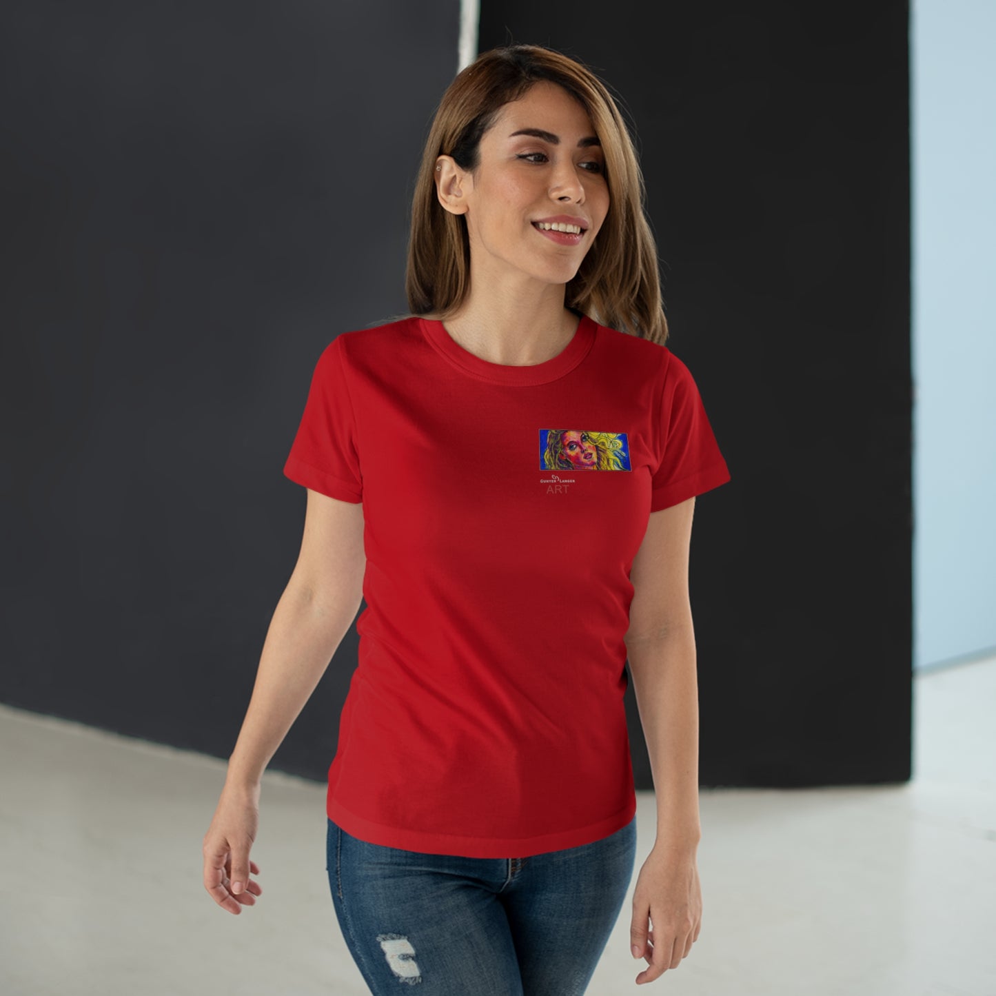 Single Jersey Women's T-shirt - dunkel - Motiv: Mascha, H 5 cm