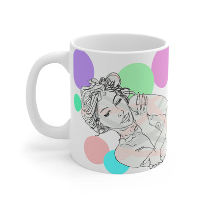 Ceramic Mug (EU) - Motiv: Leonie, Farbkreise, Mikado