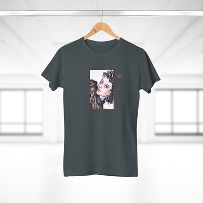 Single Jersey Women's T-shirt - dunkel - Motiv: Front Annette, H 20 cm & Rückseite Annette, H 35,56 cm