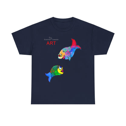 Unisex Heavy Cotton Tee - Motiv: Front Zwei Fische zueinander