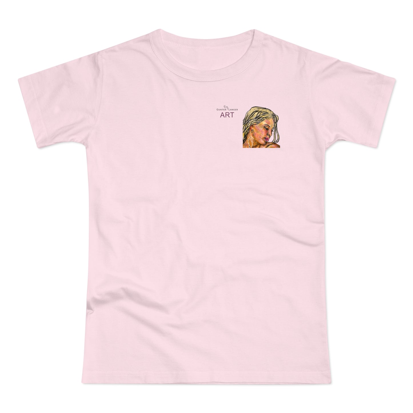 Single Jersey Women's T-shirt - hell - Motiv: Erna, Ausschnitt, H 8 cm