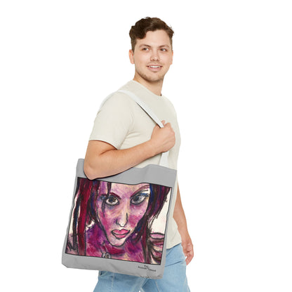 Tote Bag (AOP)- Motiv: Front Lola & Rückseite Lola, Grau