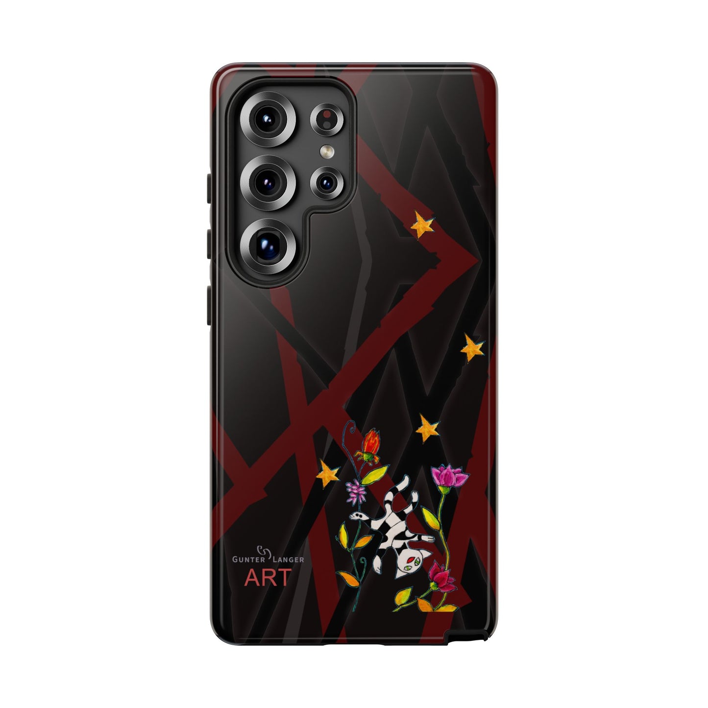 Tough Cases - Google Pixel - Samsung Galaxy - Motiv: Katze schwebt und Ranken, H 5,26 cm, Mikado3