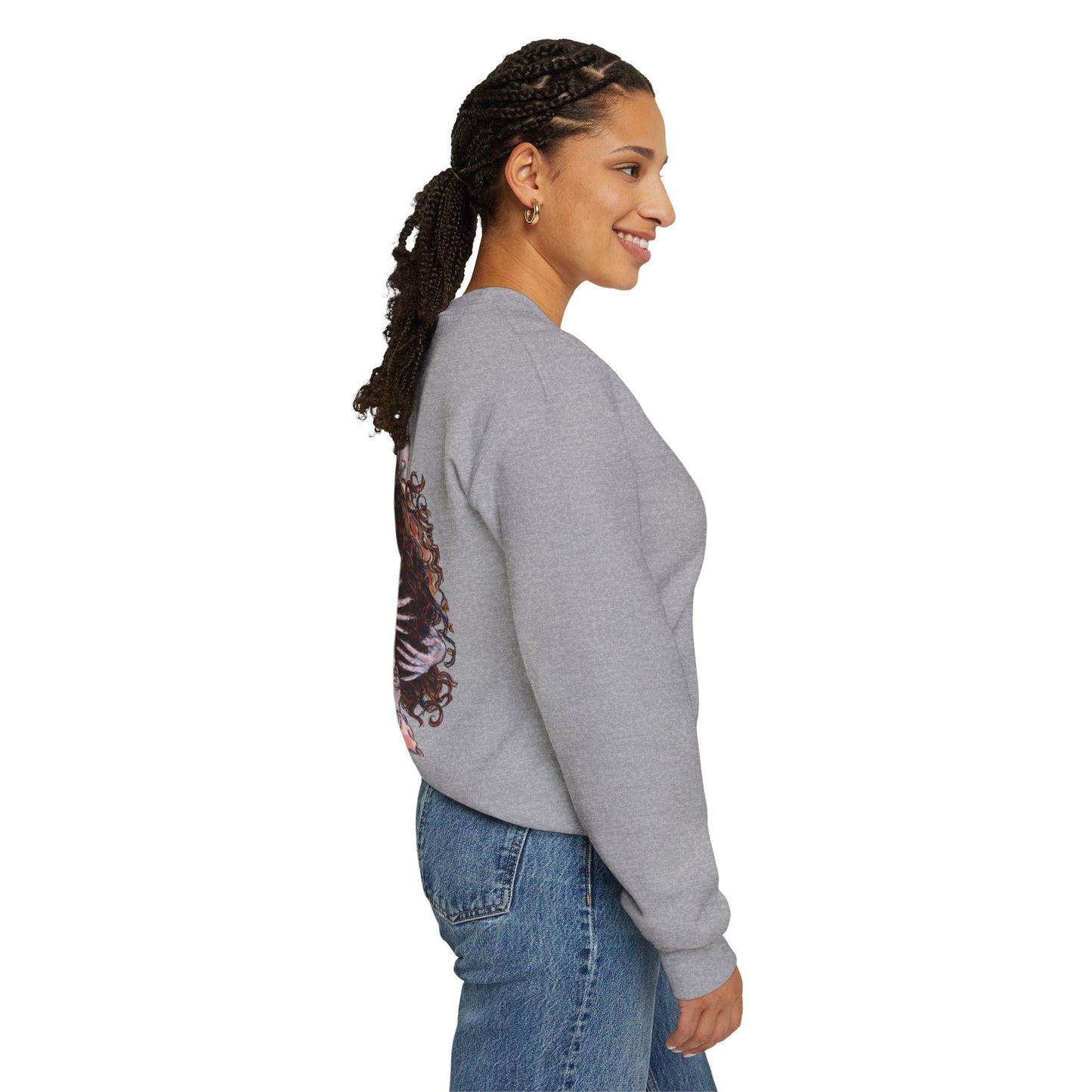 Unisex Heavy Blend™ Crewneck Sweatshirt - Motiv: Front Bei dir (Ausschnitt) & Rückseite Bei dir H 43 cm