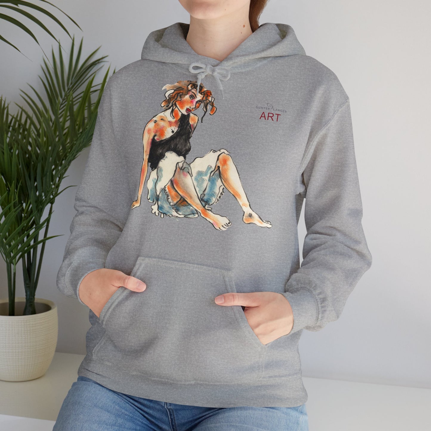 Unisex Heavy Blend™ Hooded Sweatshirt - Motiv Frontseite "Rosa", H 28 cm & Rückseite "Rosa", H 34 cm