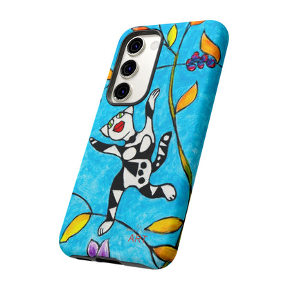 Tough Cases - Google Pixel - Samsung Galaxy - Motiv: Karierte Katze hüpft