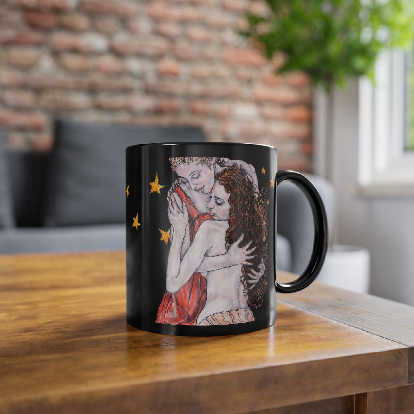Black Coffee Cup, 11oz - Motiv:  Bei dir, Nachthimmel mit Sternen