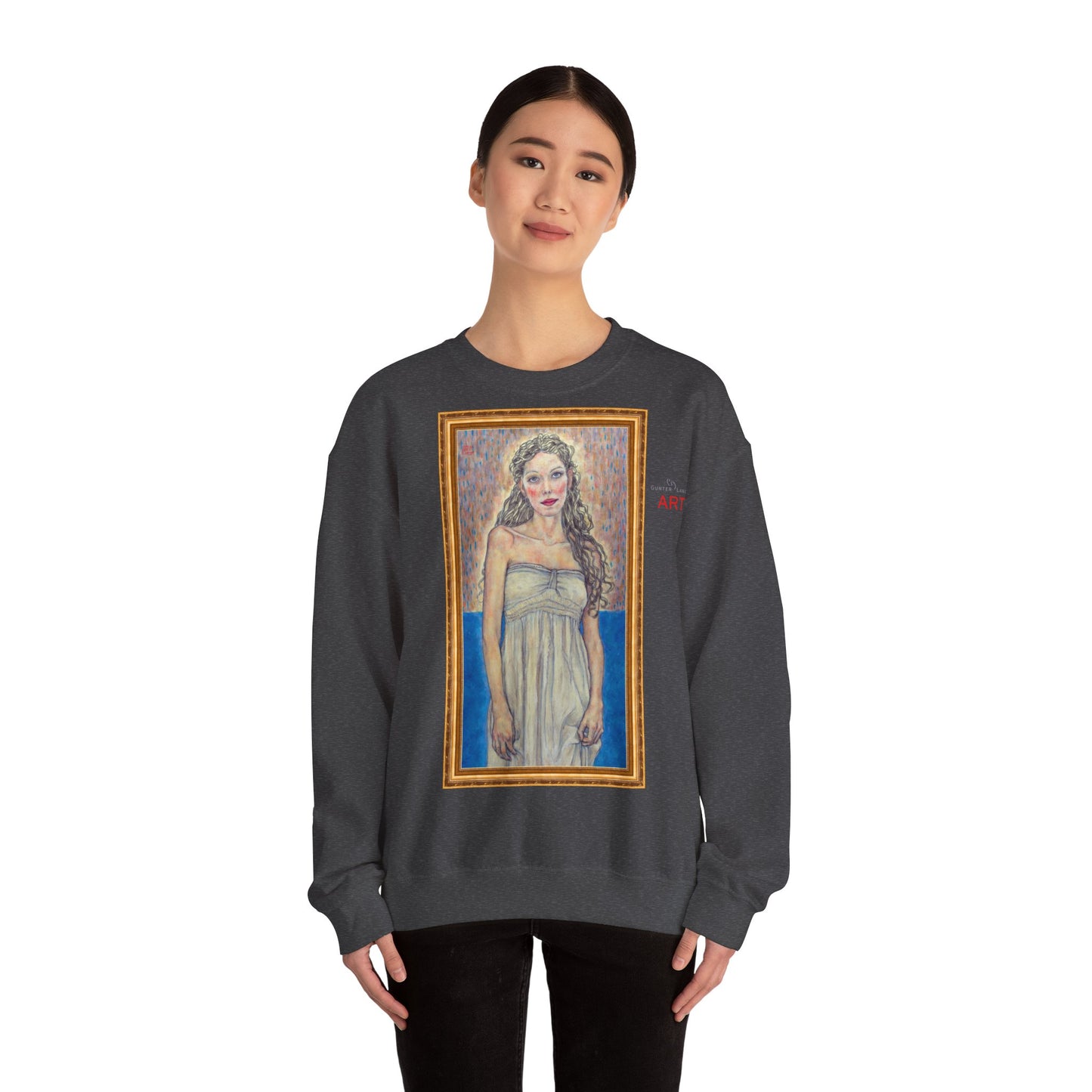 Unisex Heavy Blend™ Crewneck Sweatshirt - Motiv:  Front Marie (halb, gerahmt) & Rückseite Marie (gerahmt)