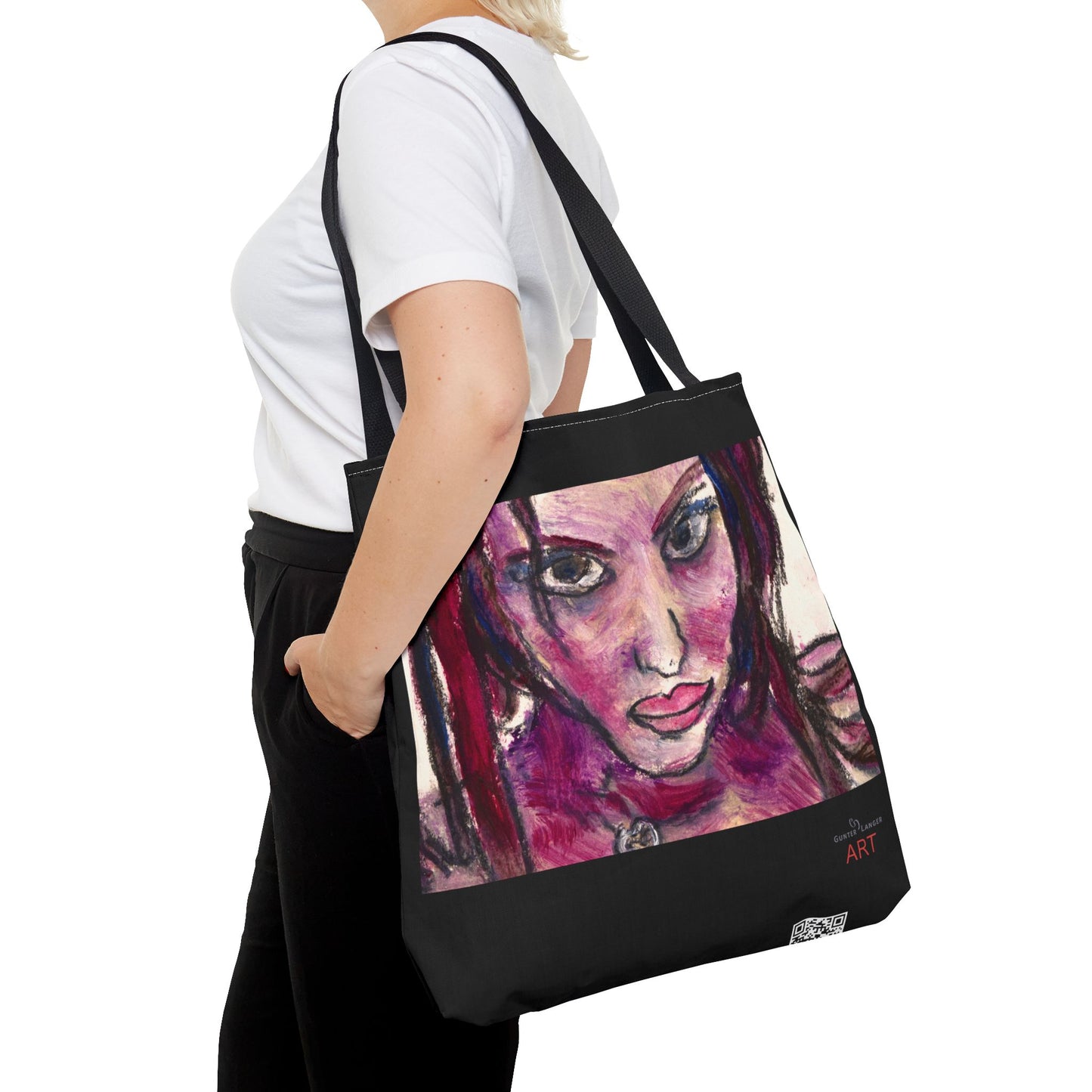 Tote Bag (AOP) - Motiv: Front Lola & Rückseite Lola, Schwarz