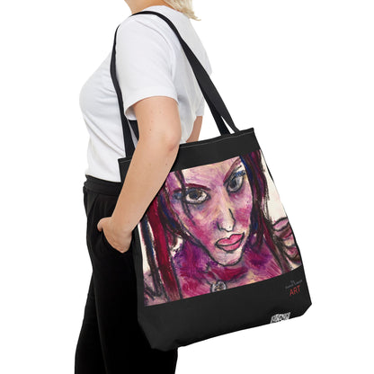 Tote Bag (AOP) - Motiv: Front Lola & Rückseite Lola, Schwarz