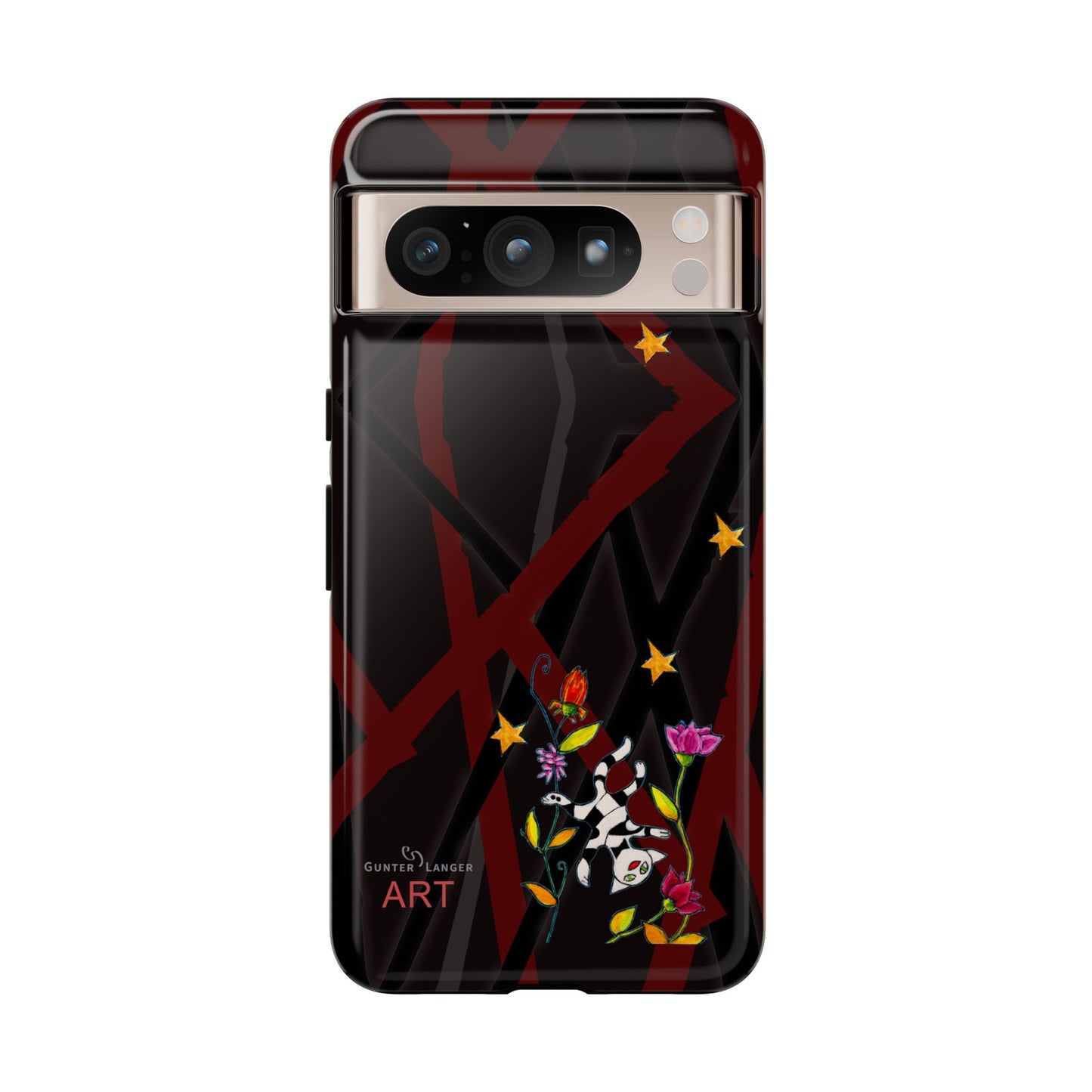 Tough Cases - Google Pixel - Samsung Galaxy - Motiv: Katze schwebt und Ranken, H 5,26 cm, Mikado3