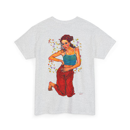 Unisex Heavy Cotton Tee - Motiv: Front, Lea, Ranken, H 13cm & Rückseite, Lea, Ranken, H 40,45 cm, Neck Label